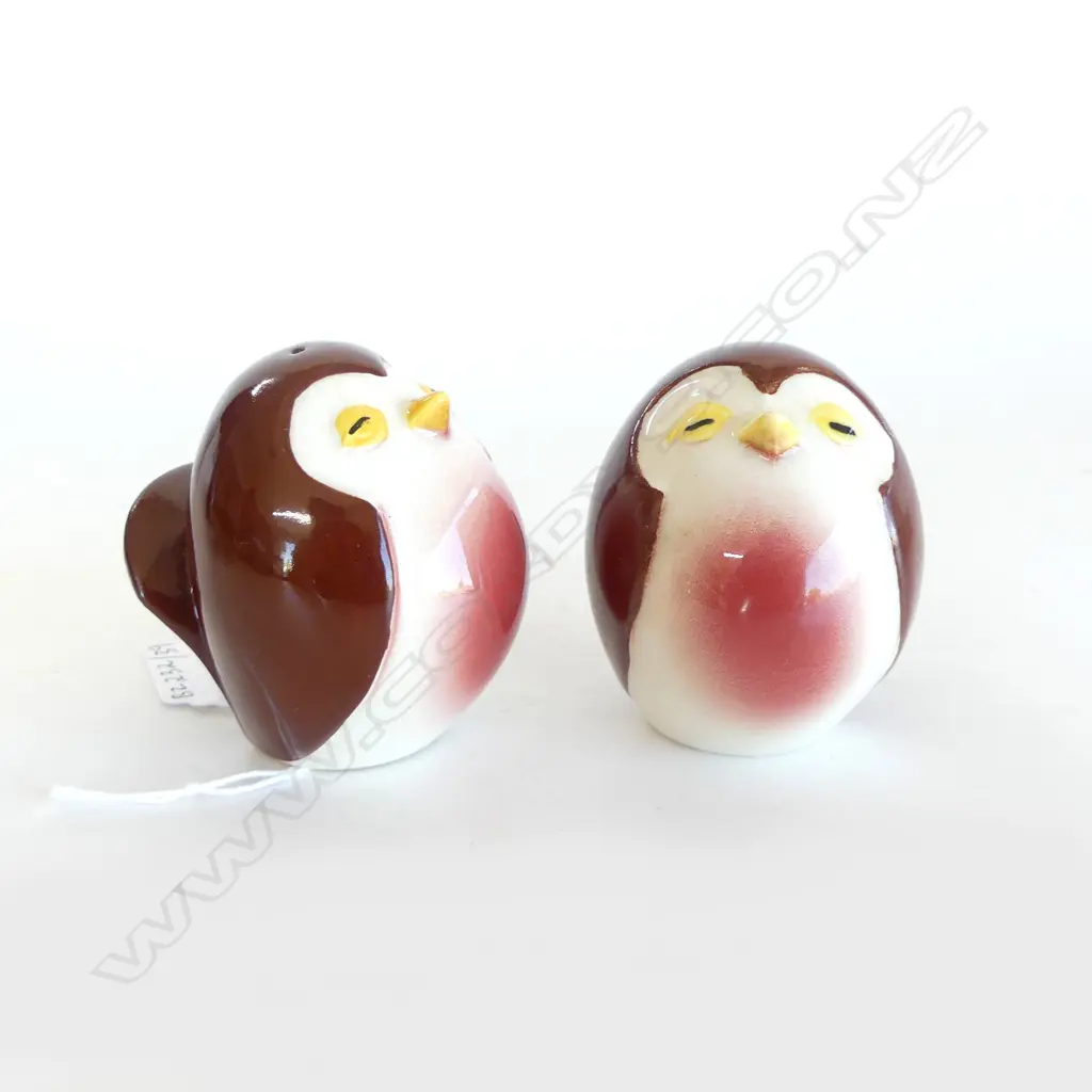 PAIR OF CARLTON WARE OWL SALT & PEPPER SHAKERS H.7CM Image 1++