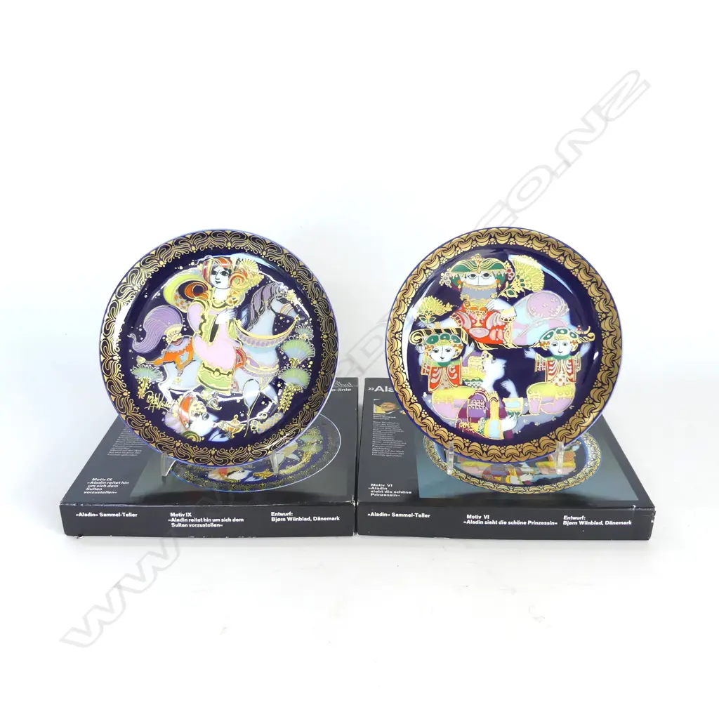 2 ROSENTHAL BJORN WIINBLAD ALADDIN PLATES, 160mm dia, BOXED Image 1++