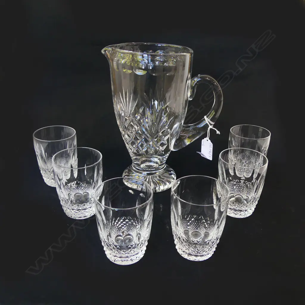 STUART CRYSTAL JUG H.230mm + 6 WATER GLASSES Image 1++