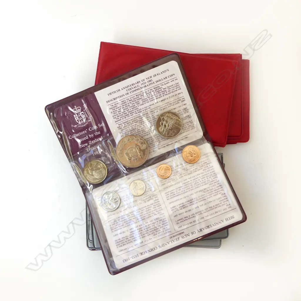 8 NZ PROOF COIN ISSUES - 4 RED, 4 SILVER Image 1++