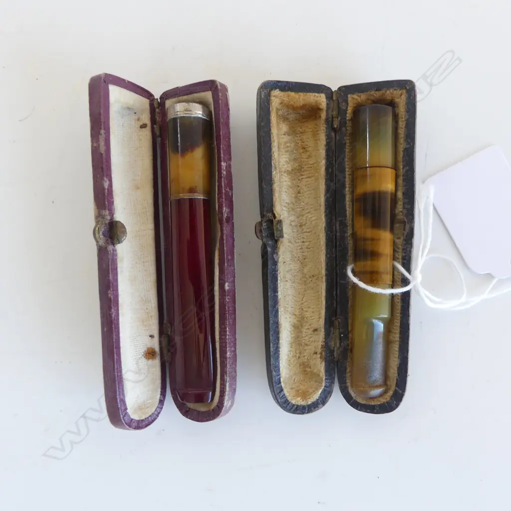 TWO DECO PERIOD CIGARETTE HOLDERS IN ORIGINAL CASES Image 1++