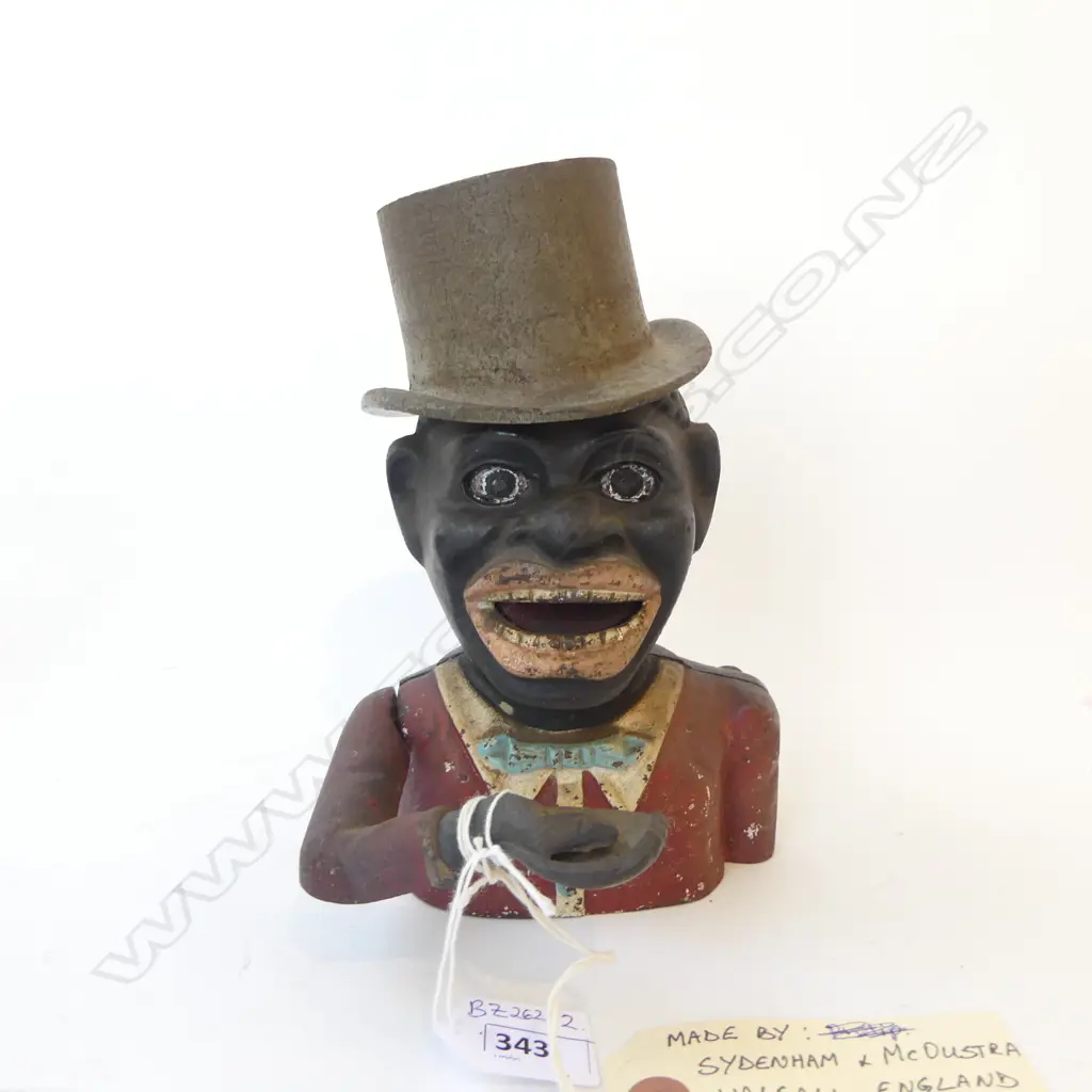 CAST IRON 'TOP HAT' MONEY BANK BY SYDENHAM & MCOUSTRA C.1930 H.190mm Image 1++