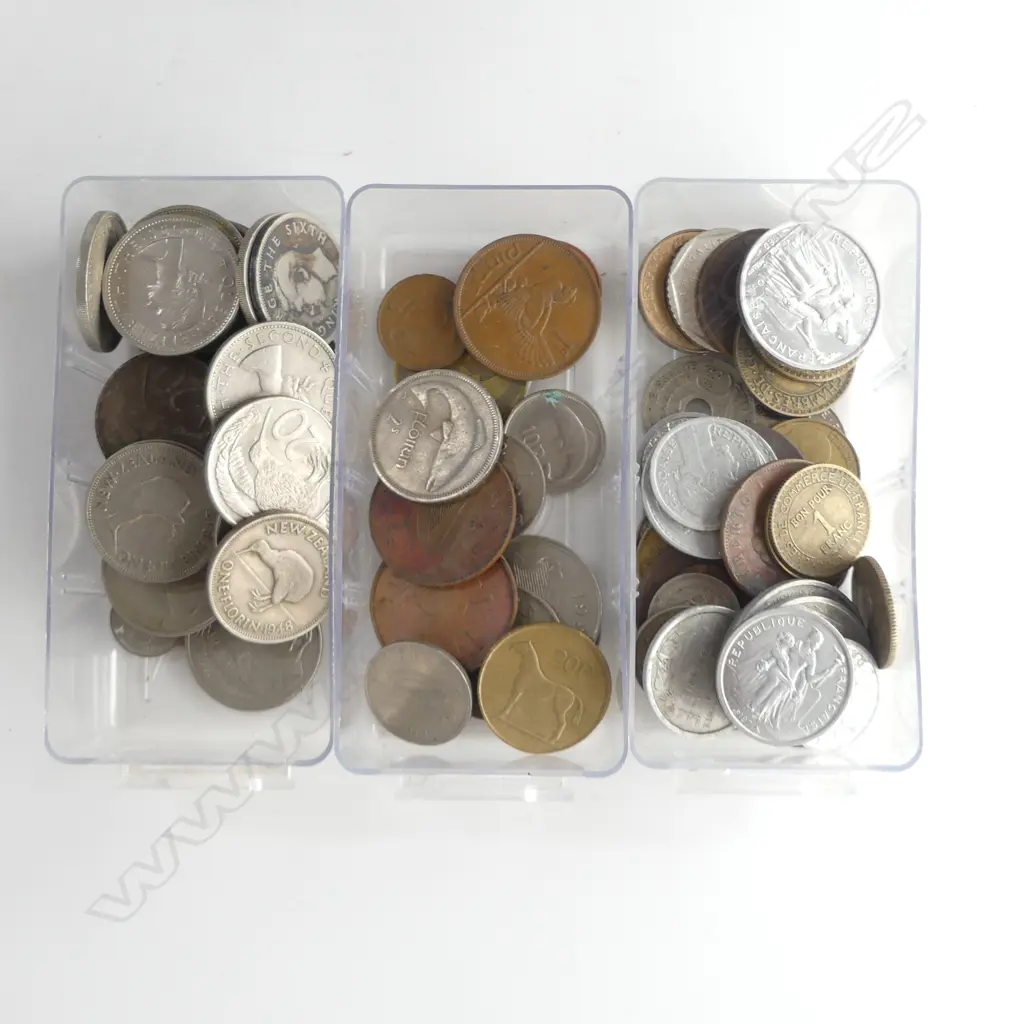 2 CABINETS OF ASST. WORLD COINS 300x125x230mm each Image 1++