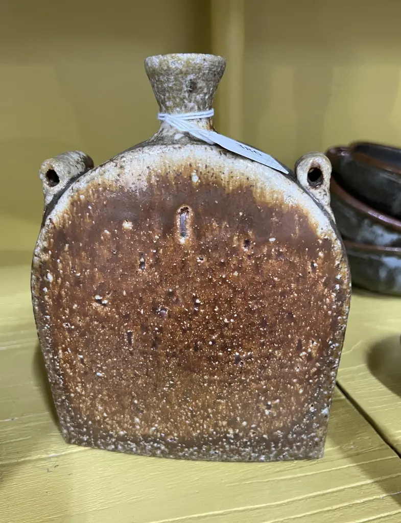 BRUCE MARTIN ANAGAMA FIRED FLASK H.185mm POTTERS MARKS TO BASE Image 1++