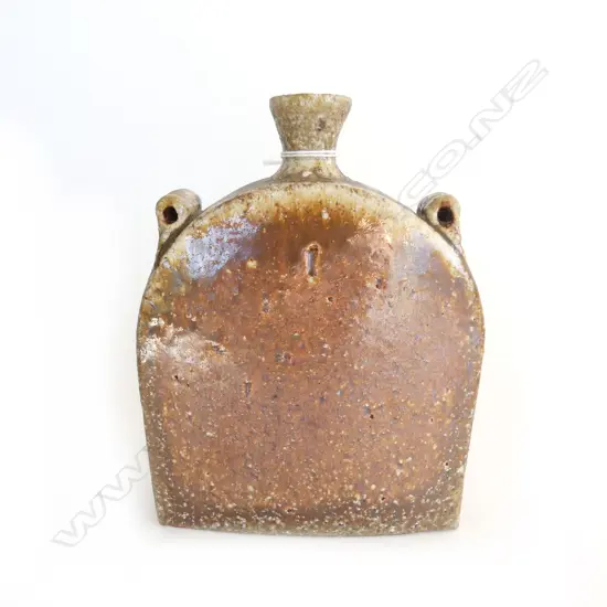 BRUCE MARTIN ANAGAMA FIRED FLASK H.185mm POTTERS MARKS TO BASE