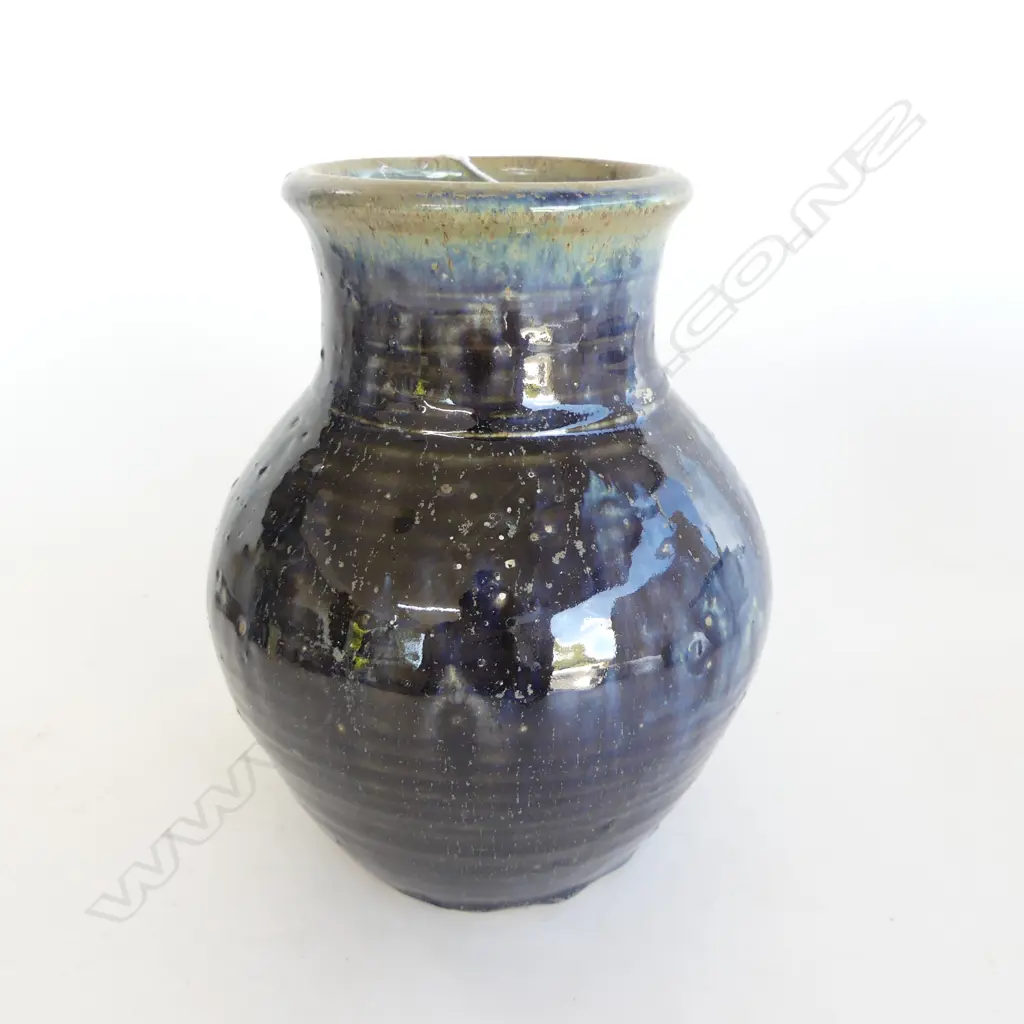 STUDIO POTTERY VASE, BLUE GLAZE H.190mm Image 1++