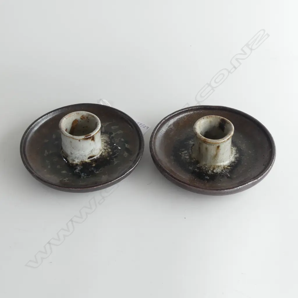PAIR OF POTTERY CANDLEHOLDERS D.130MM Image 1++