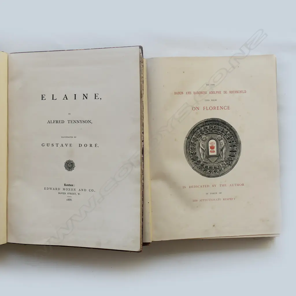 TWO LARGE VICTORIAN LEATHERBOUND BOOKS; 'ELAINE' & 'FLORENCE, BOTH DISTRESSED Image 1++