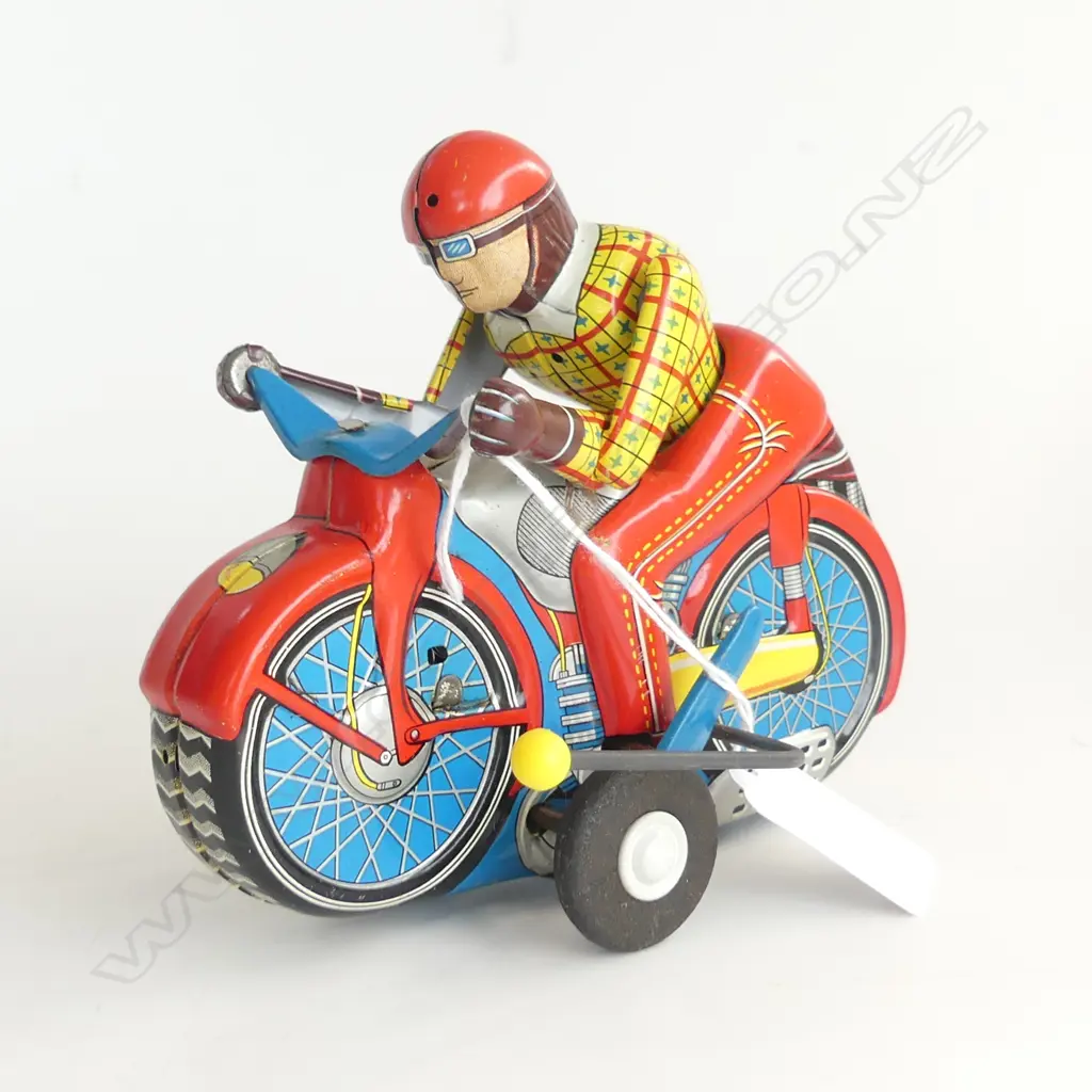(25079) ALPS JAPAN TINPLATE ROLL OVER MOTORCYCLE Image 1++