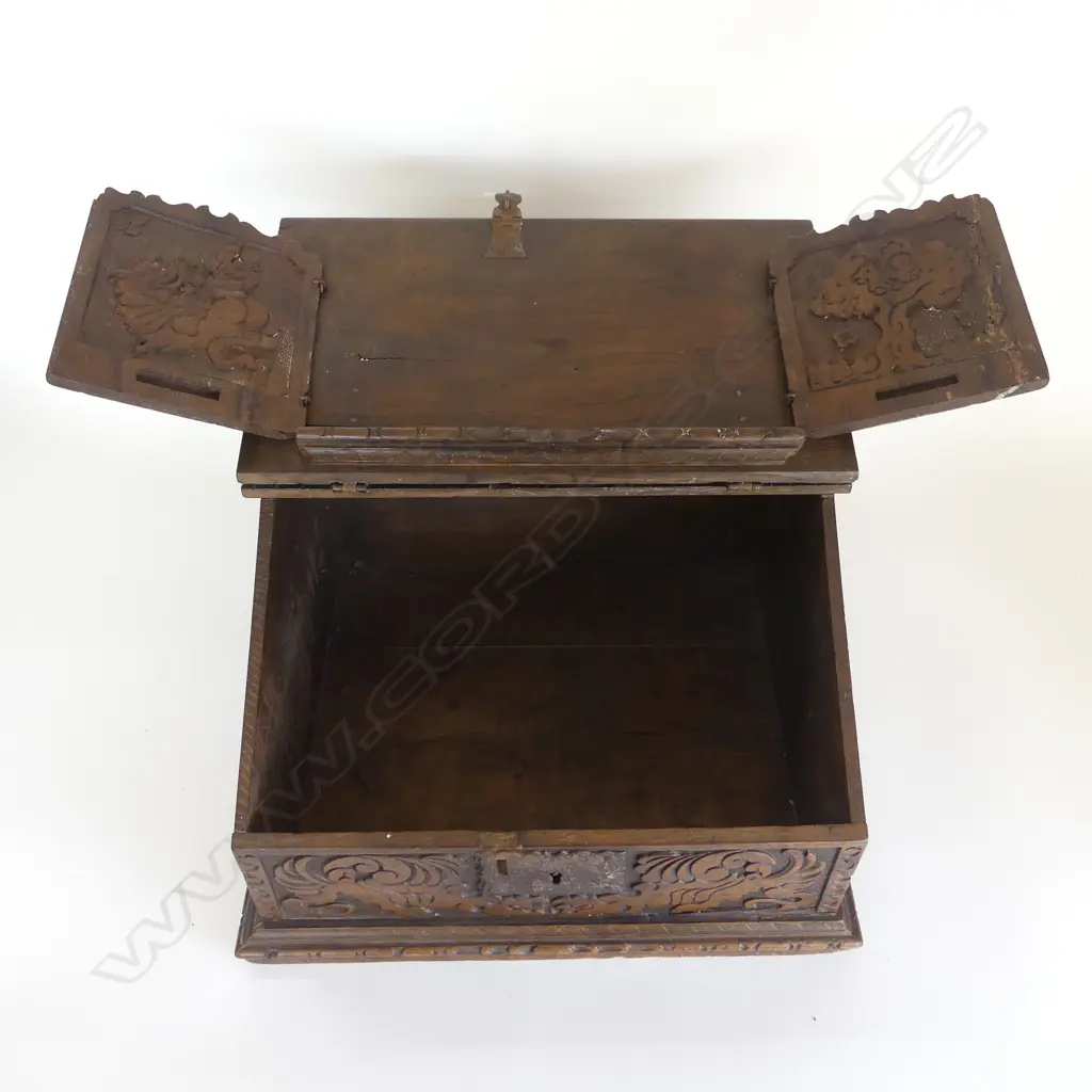 ANTIQUE CARVED WOODEN BIBLE BOX 420x360x230mm Image 1++