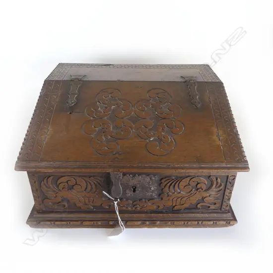 ANTIQUE CARVED WOODEN BIBLE BOX 420x360x230mm