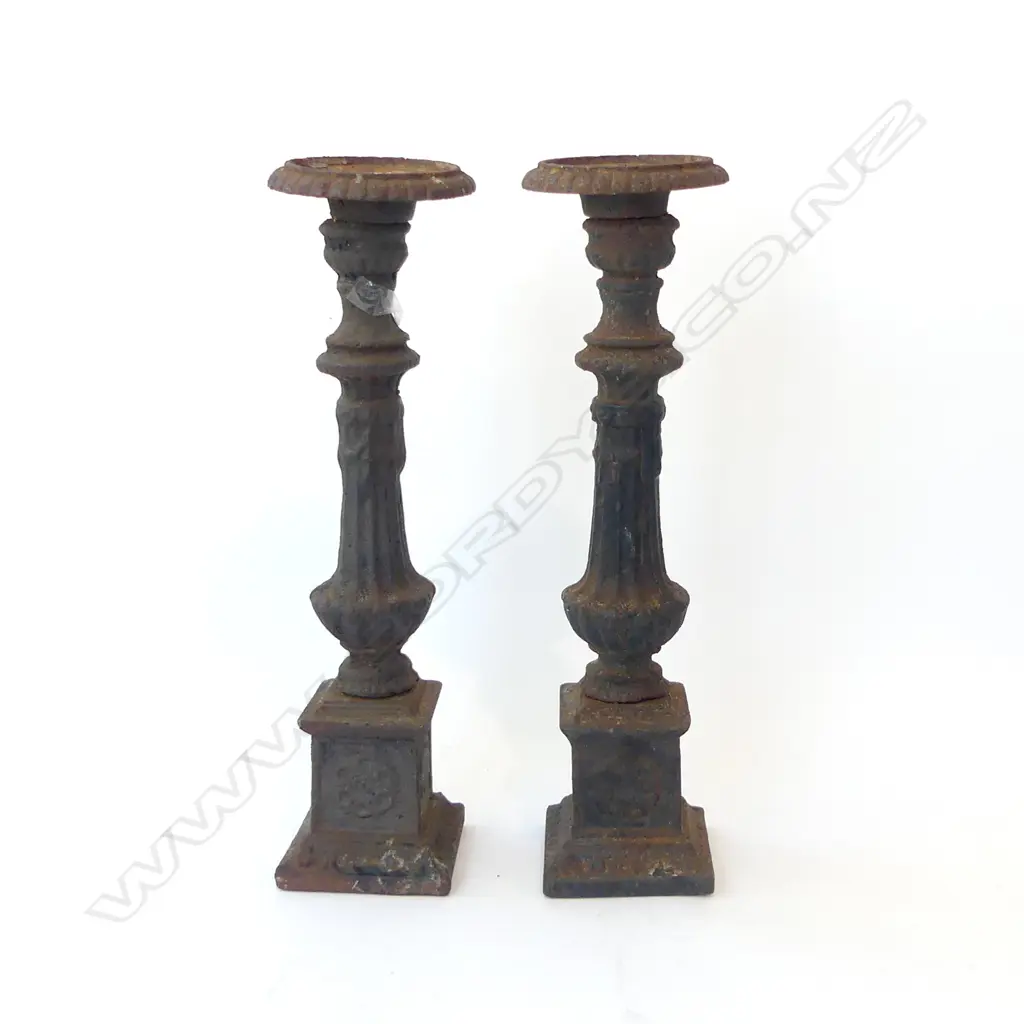 PR VINTAGE CAST IRON CANDLESTICKS H.450mm Image 1++