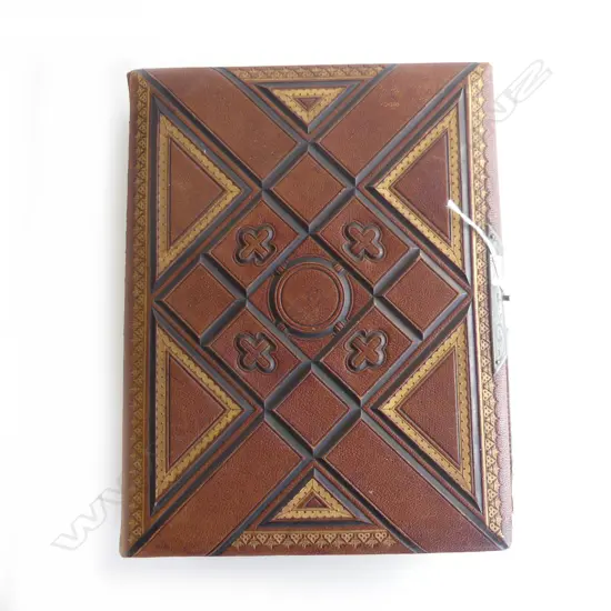 LRG 19thC GILDED & ORNAMENTAL RELIEF TOOLED LEATHER PHOTO ALBUM