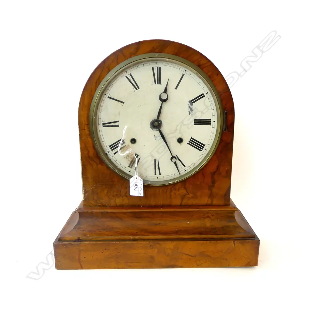 OLD c.1900 ARCHED WALNUT MANTLE CLOCK. 330X400mm Image 1++