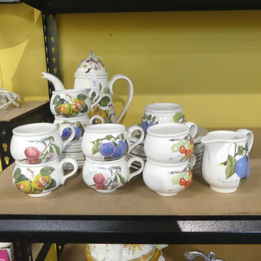 27pce PORTMEIRION POMONA COFFEE SET; 8 TRIOS, MILK, SUGAR & POT H.250mm Image 1++