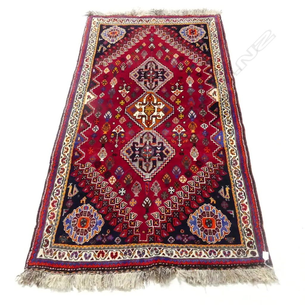 HAND KNOTTED PERSIAN SHIRAZ AREA RUG, ALL WOOL 1940 x 1020mm Image 1++
