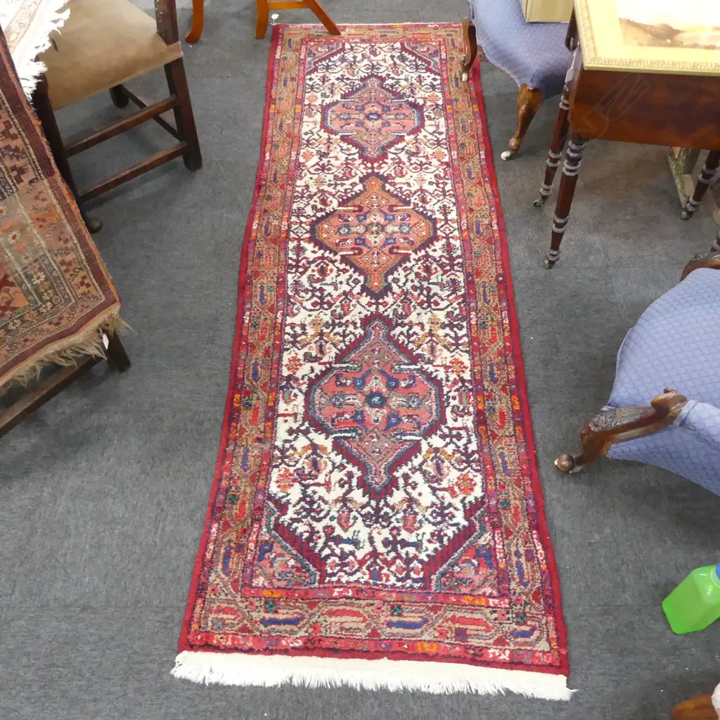 PERSIAN HAND KNOTTED WOOL PILE HAMADAN RUNNER 2480x790mm Image 1++