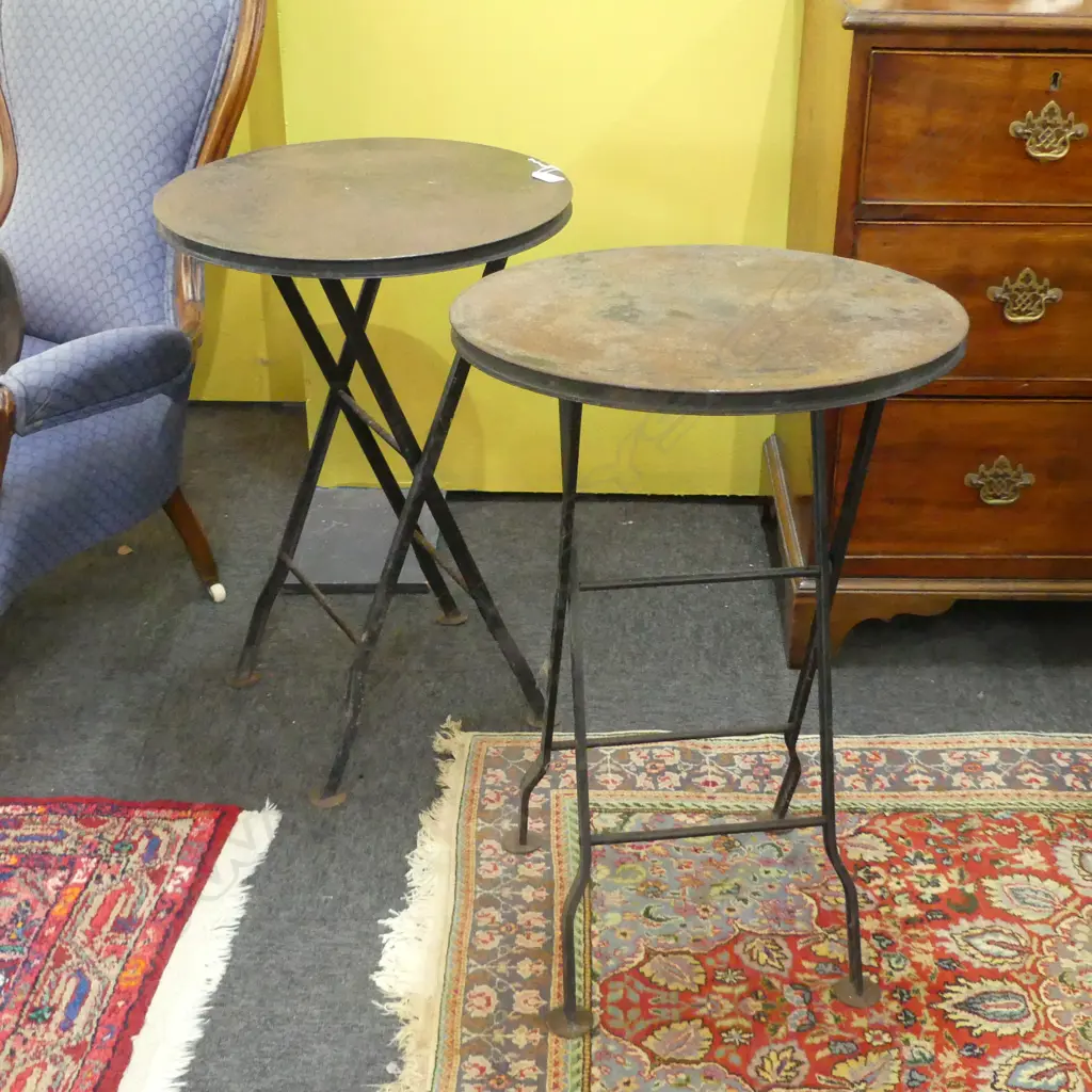 PR RUSTIC BLACK METAL FOLDING TABLES 460mm dia Image 1++