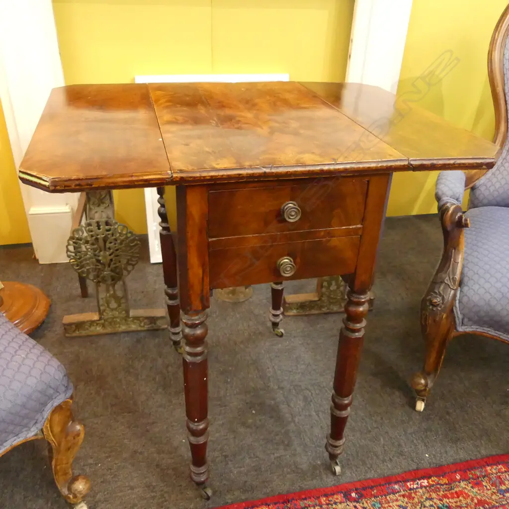 GEORGIAN MAHOGANY SMALL DROP SIDE TABLE 365x535x700mm Image 1++