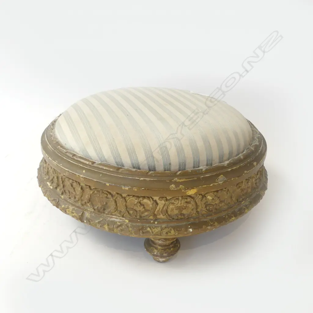 VINTAGE GILDED FOOTSTOOL 300mm dia plus one other Image 1++