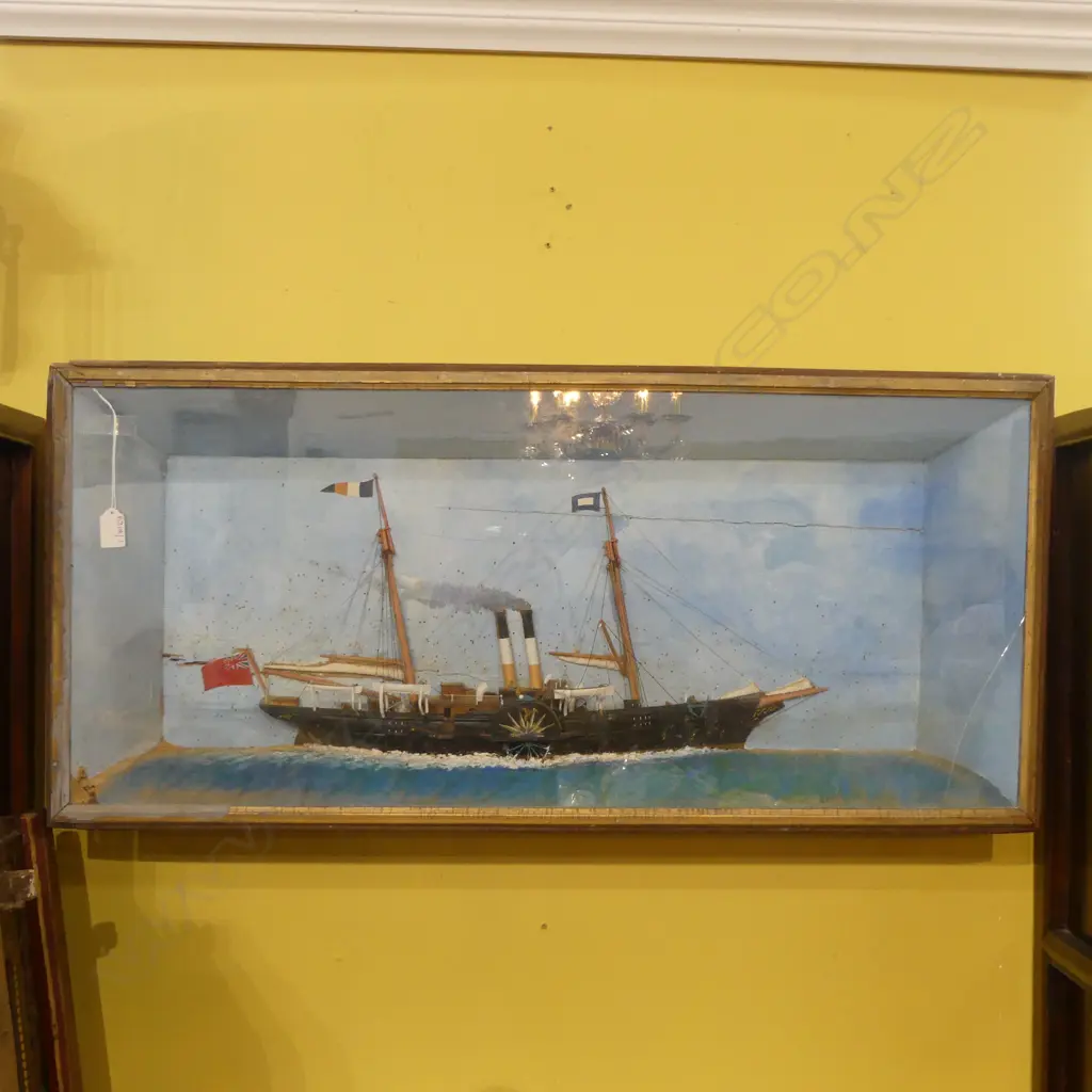 CASED PADDLE STEAMER (old borer to back) 950x200X440mm Image 1++