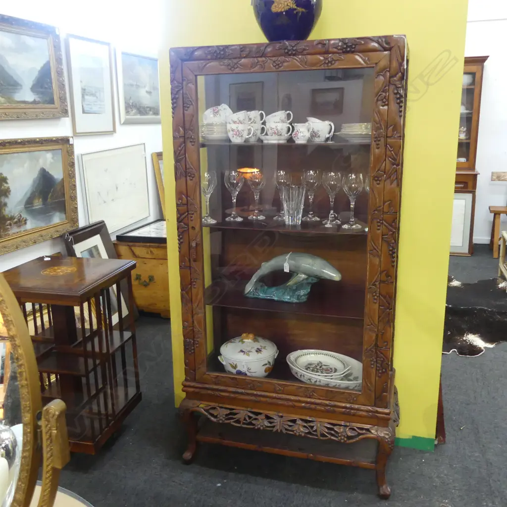 ORIENTAL CARVED WOODEN DISPLAY CABINET 790x345x1615mm Image 1++