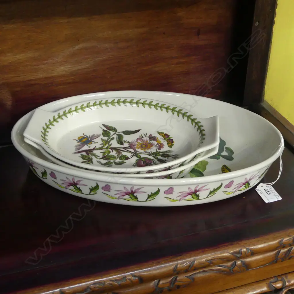 3 PORTMEIRION 'BOTANIC GARDEN' OVAL BAKING DISHES (PR+1) 370x235mm,  Image 1++