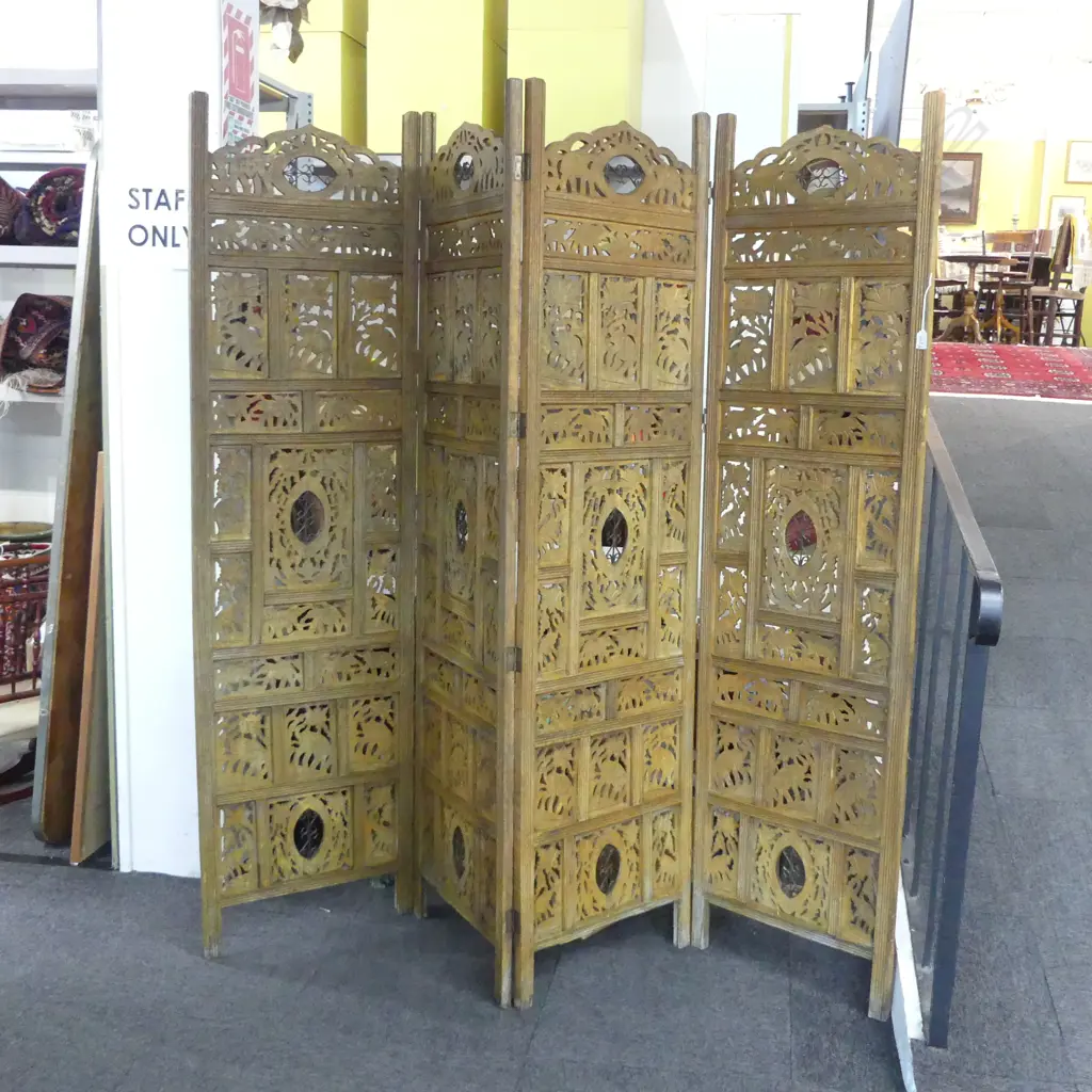 WOODEN 4 PANEL CARVED SCREEN, 1850 X 500mm, per panel Image 1++