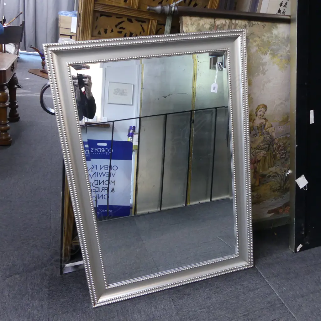 MODERN SILVER FRAMED MIRROR 1040x730mm Image 1++
