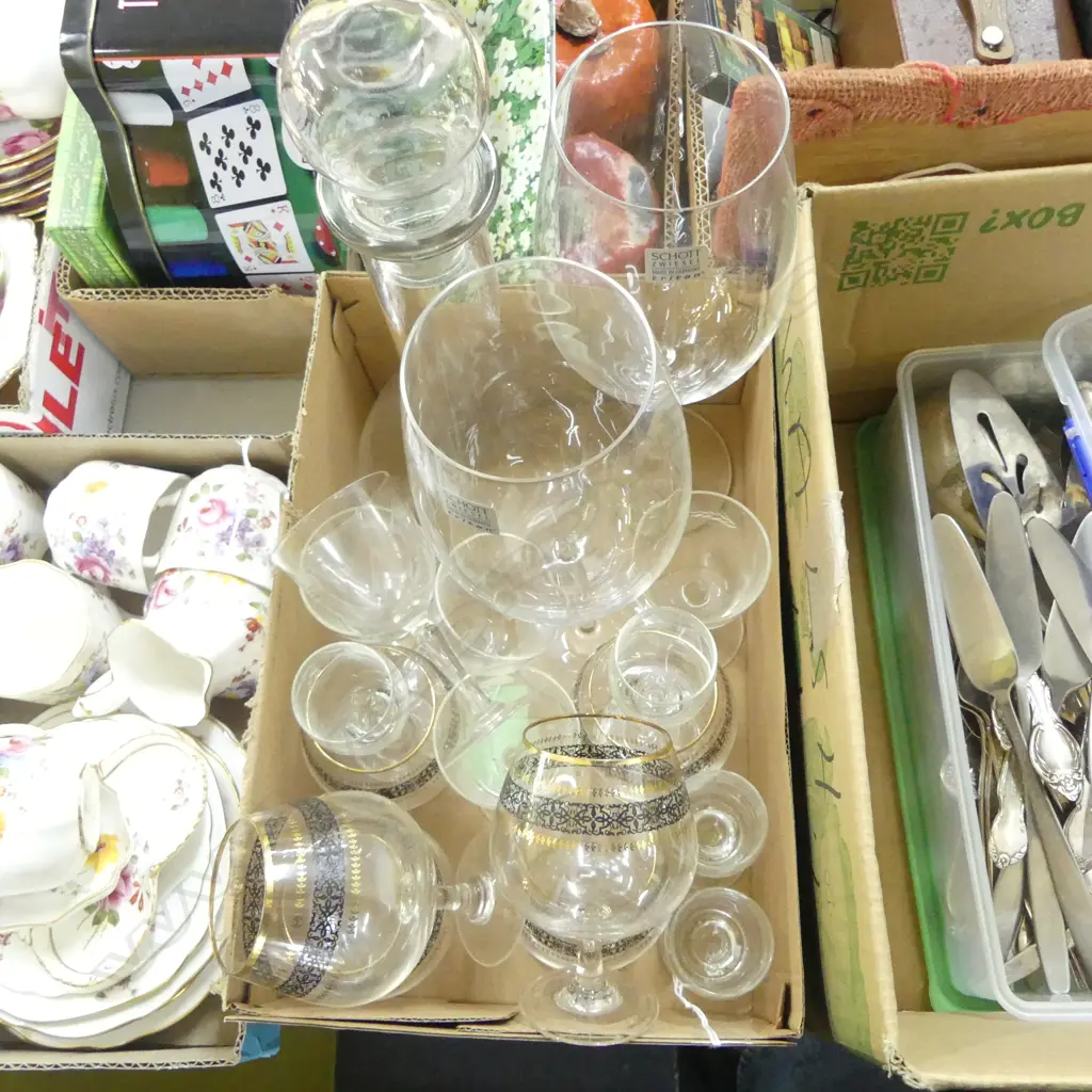 COLLECTION OF GLASSWARE, A DECANTER, 2 LRG SCHOTT ZWIESEL  & ASSTD Image 1++