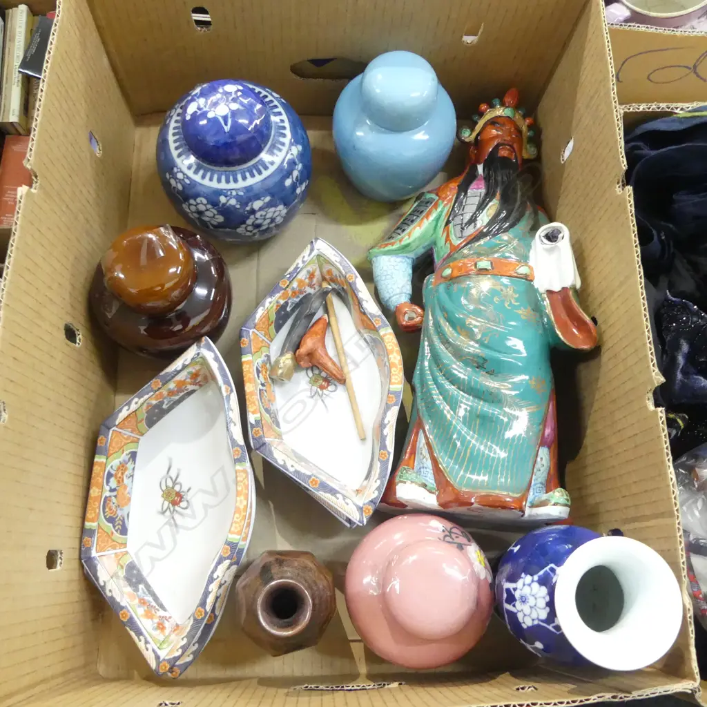 ASST. ORIENTAL CERAMICS; LG FIGURE, GINGER JARS ETC Image 1++