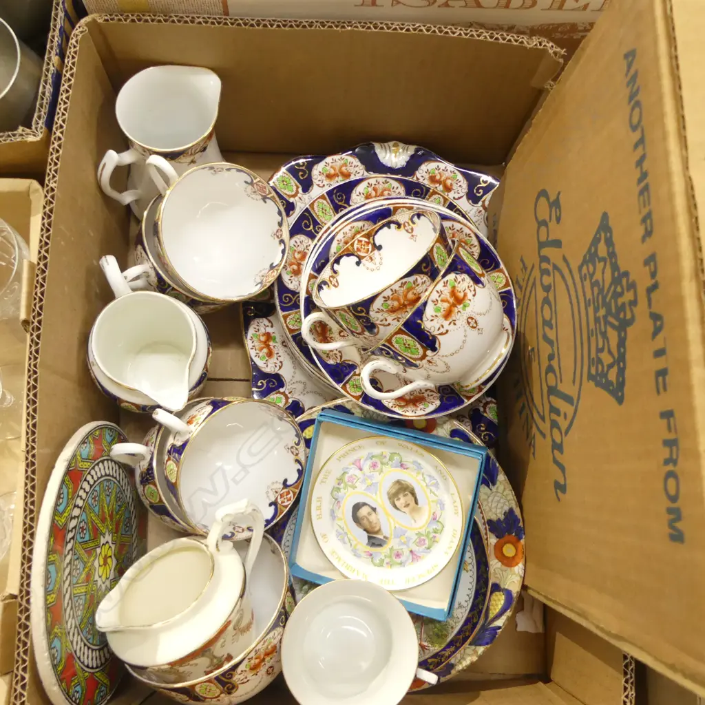 BOX LOT EDWARDIAN PART TEASET PLATES DISHES ETC Image 1++