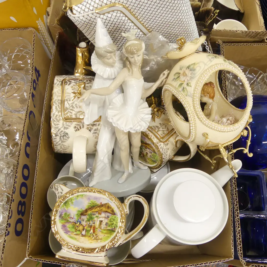 THOMAS TEA SET, FEATHER HATS, WHITE METAL MESH HANDBAGS ETC Image 1++