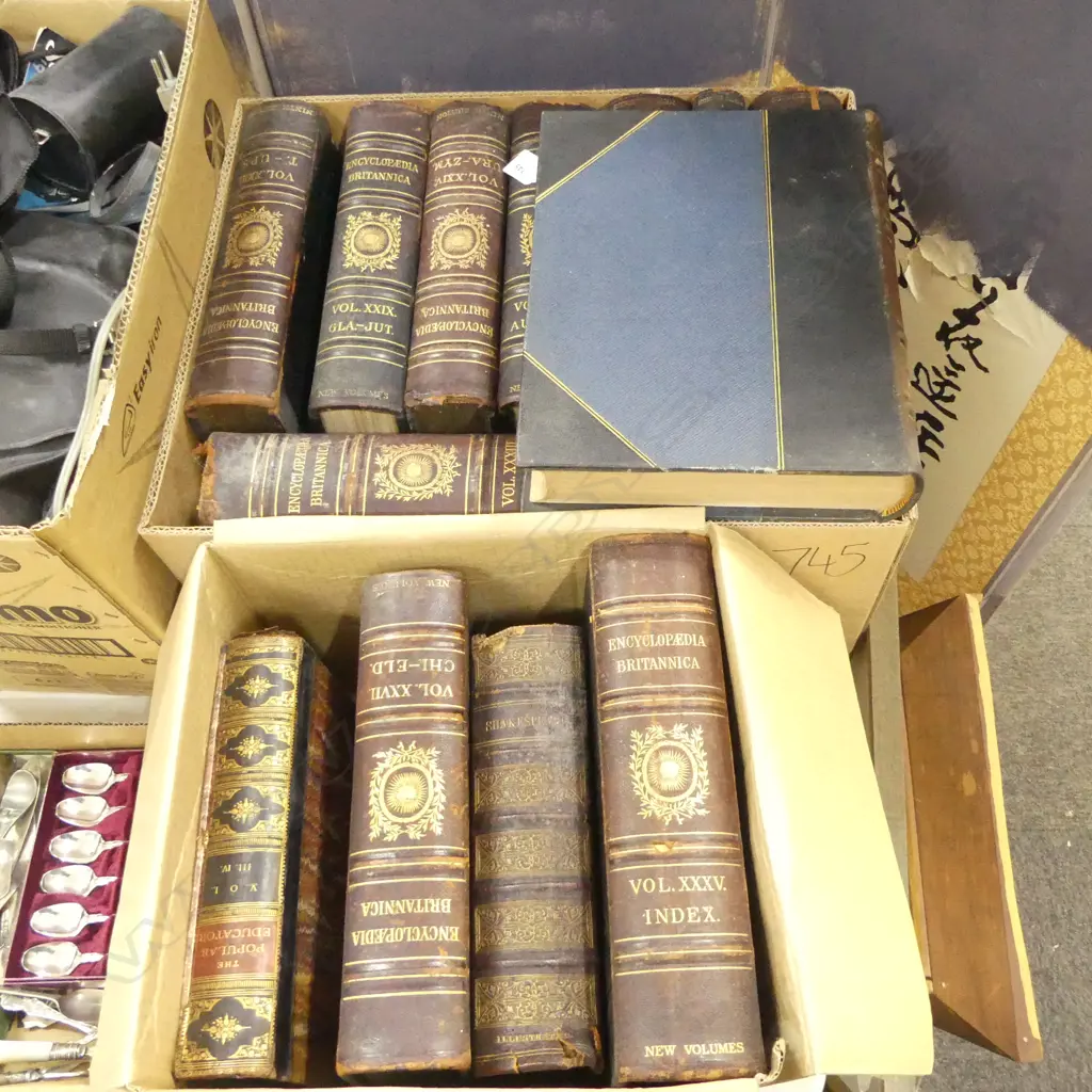 13 ANTIQUE BOOKS; ENCYCLOPEDIA BRITANNIA ETC Image 1++