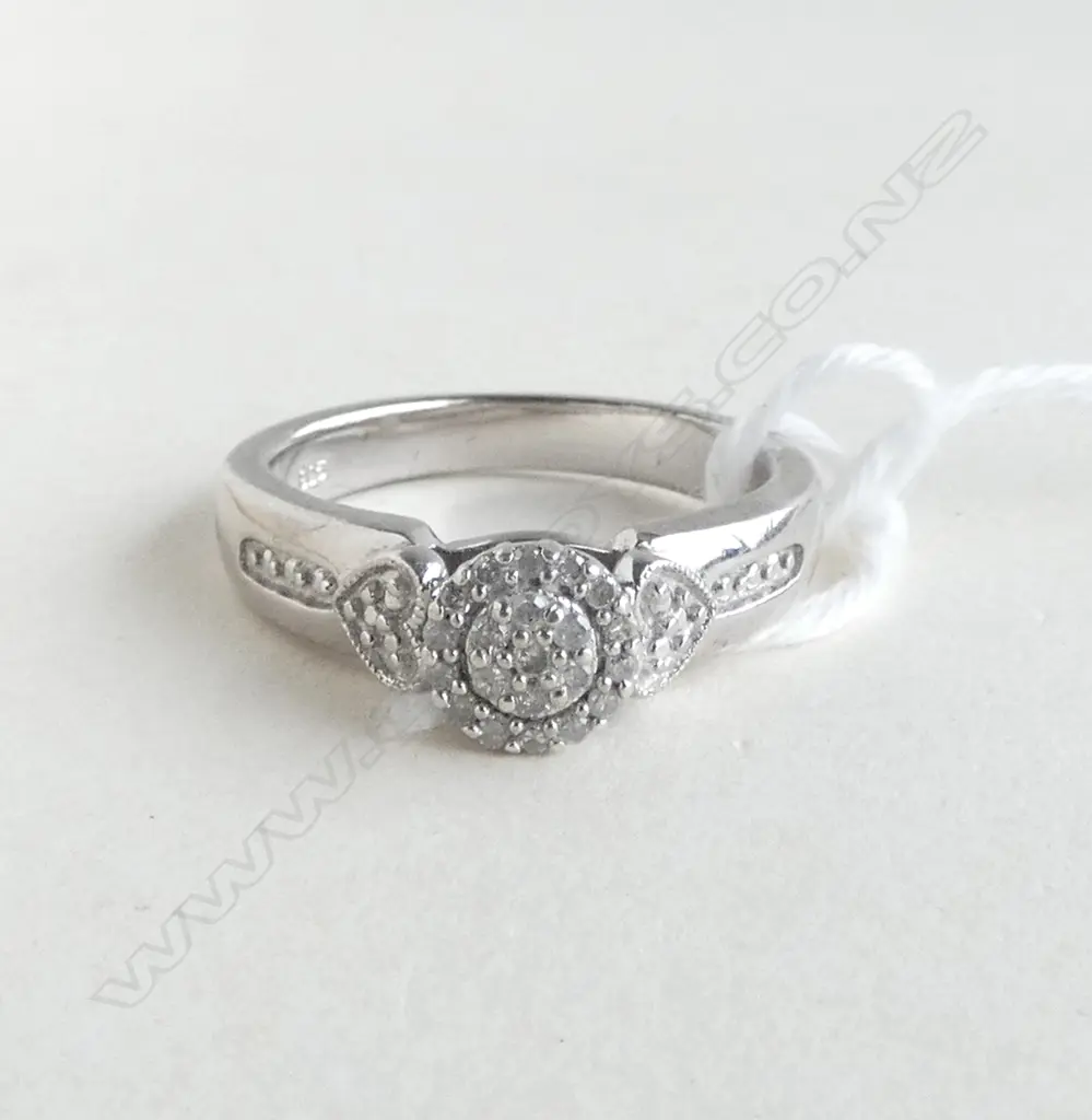STG SILVER & DIAMOND RING SIZE N Image 1++