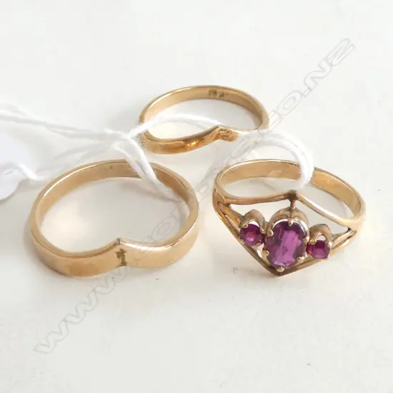 3 18CT RINGS (SET) 6.2grms SIZE N, O, S