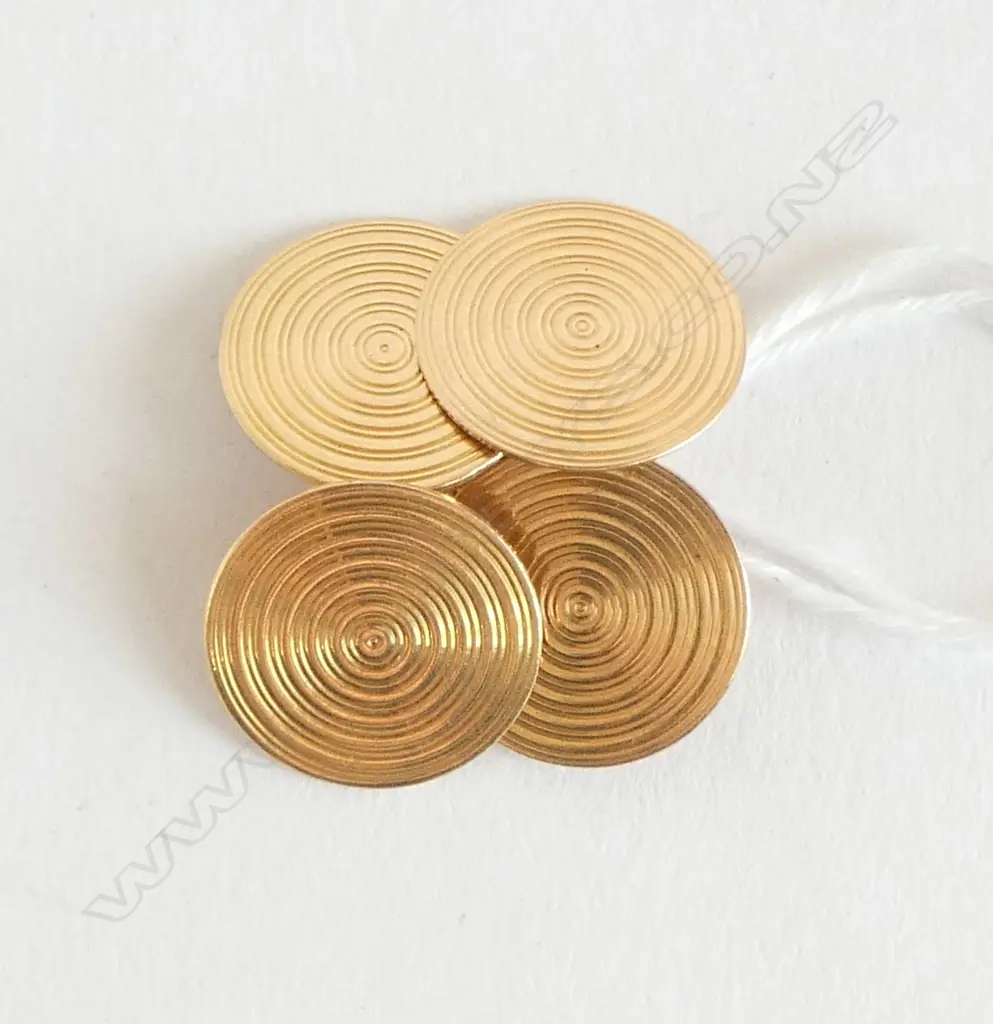 PR 18ct YELLOW GOLD RADIATING DISC FORM CUFFLINKS 5gms Image 1++