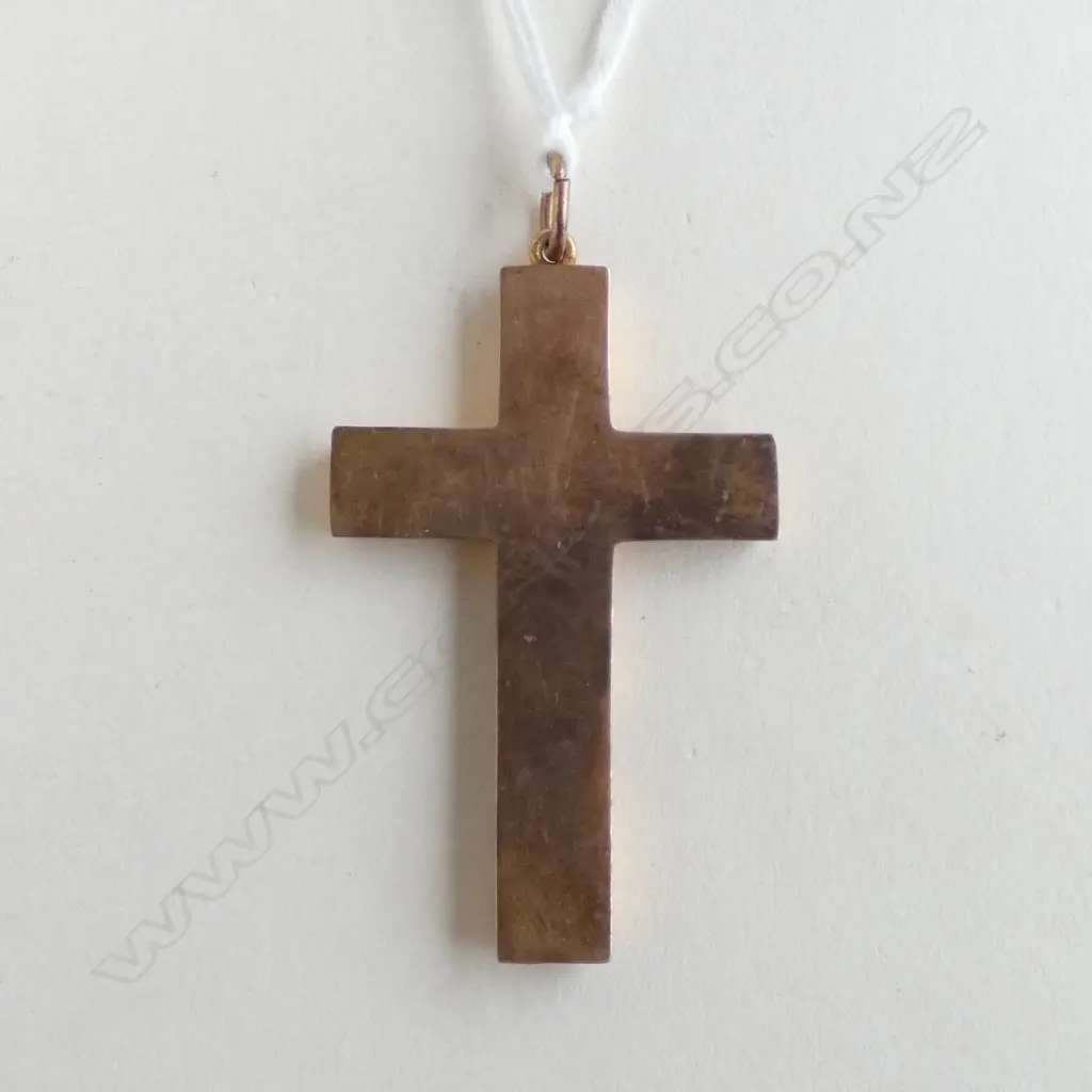 9ct ROSE GOLD LGE PLAIN CROSS PENDANT L.50mm 3.73gms Image 1++