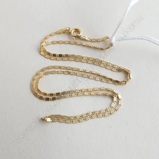 18ct YELLOW GOLD FINE FLAT LINK NECK CHAIN L.400mm 2.82gms