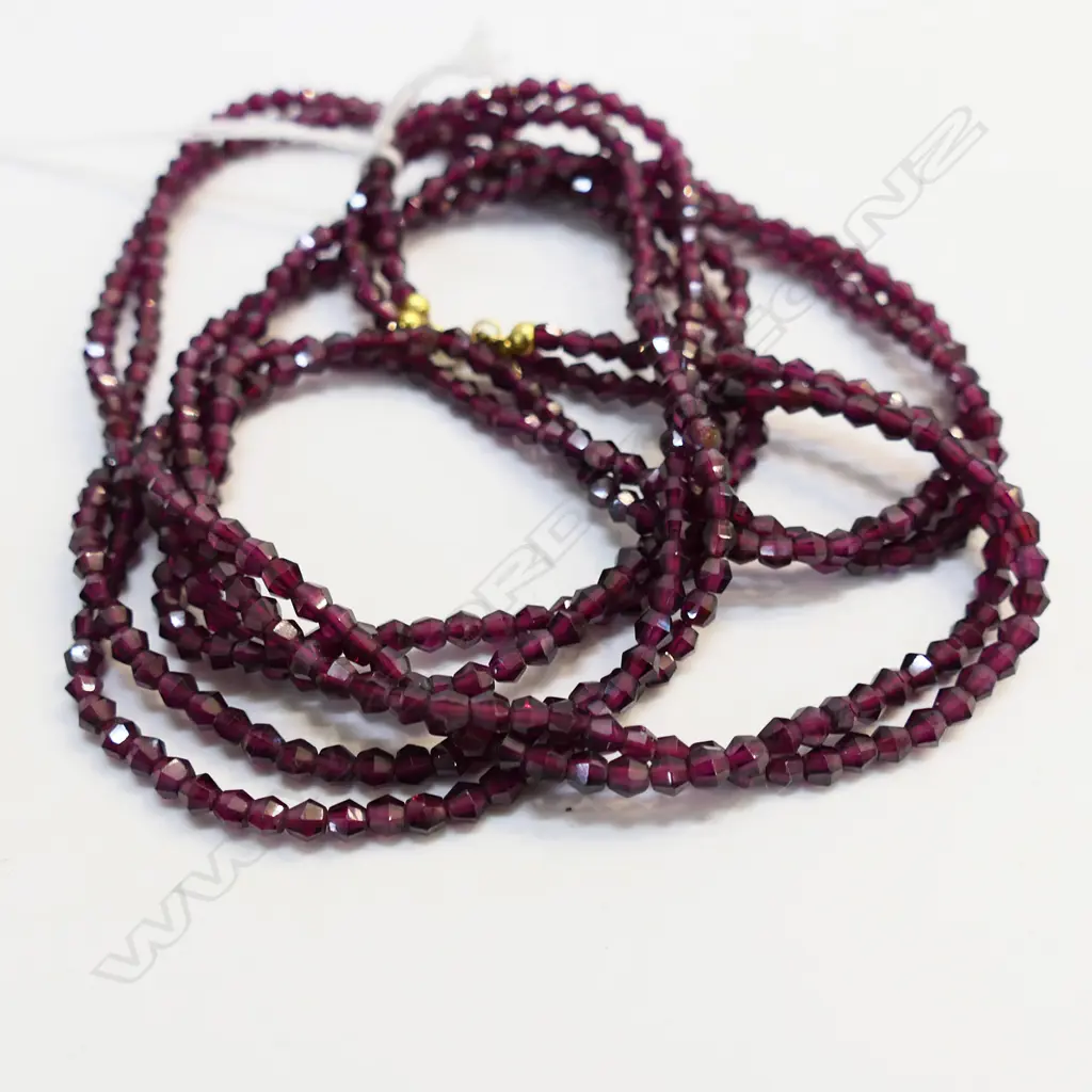 LONG GARNET FACETTED DOUBLE STRAND NECKLACE L.980mm Image 1++