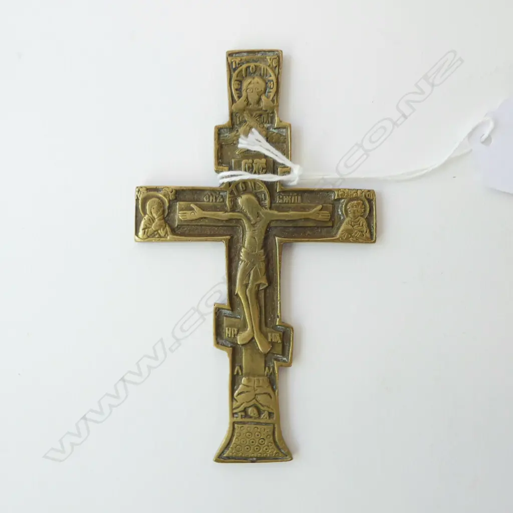 VINTAGE CAST BRASS CRUCIFIX H.107mm Image 1++