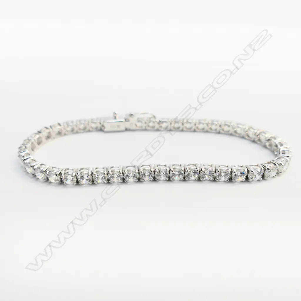 MICHAEL HILL STG SILVER & CZ TENNIS BRACELET, CASED Image 1++