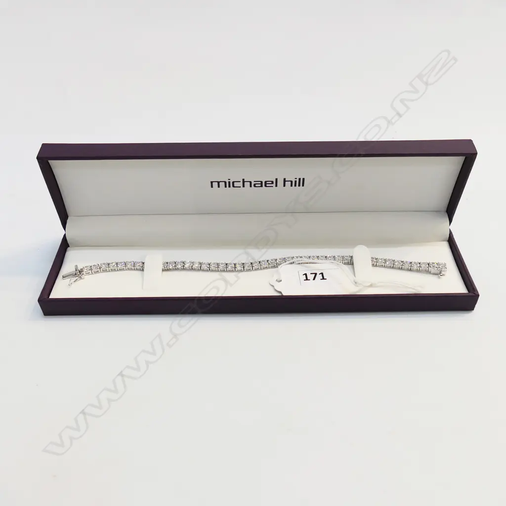 MICHAEL HILL STG SILVER & CZ TENNIS BRACELET, CASED Image 1++