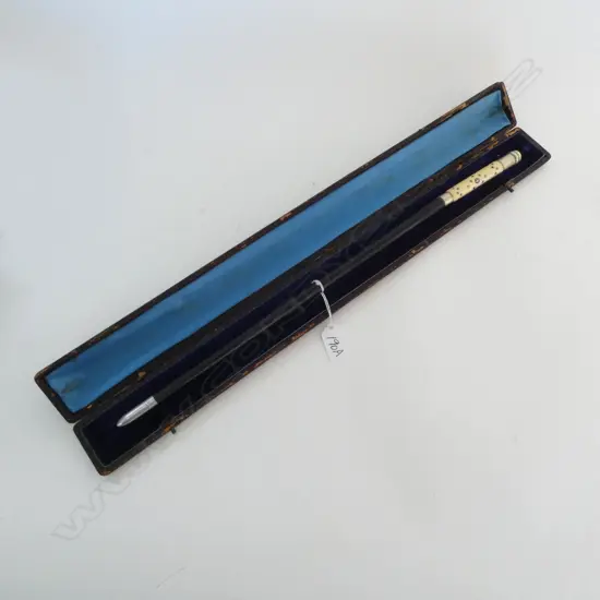 " RTV" BATON / SWAGGER STICK w. INLAID IVORY HANDLE L.510mm, CASED