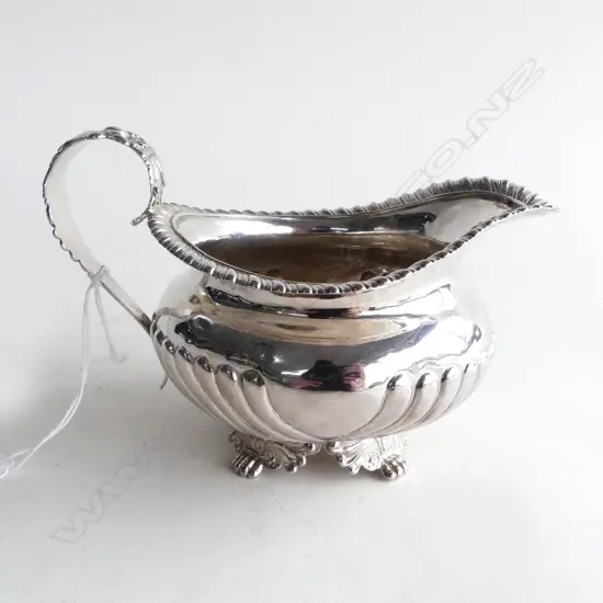 ANTIQUE STG SILVER CREAM JUG, MARKS WORN 184gms