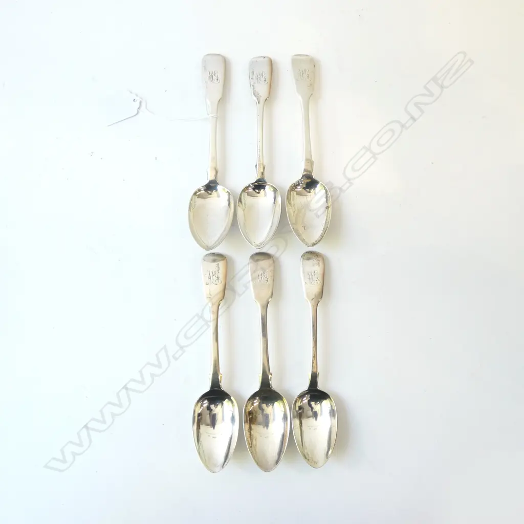 6 STG SILVER DESSERT SPOONS, 3 JOHN & HENRY LIAS LONDON 1842, 3 OTHER 275grms Image 1++