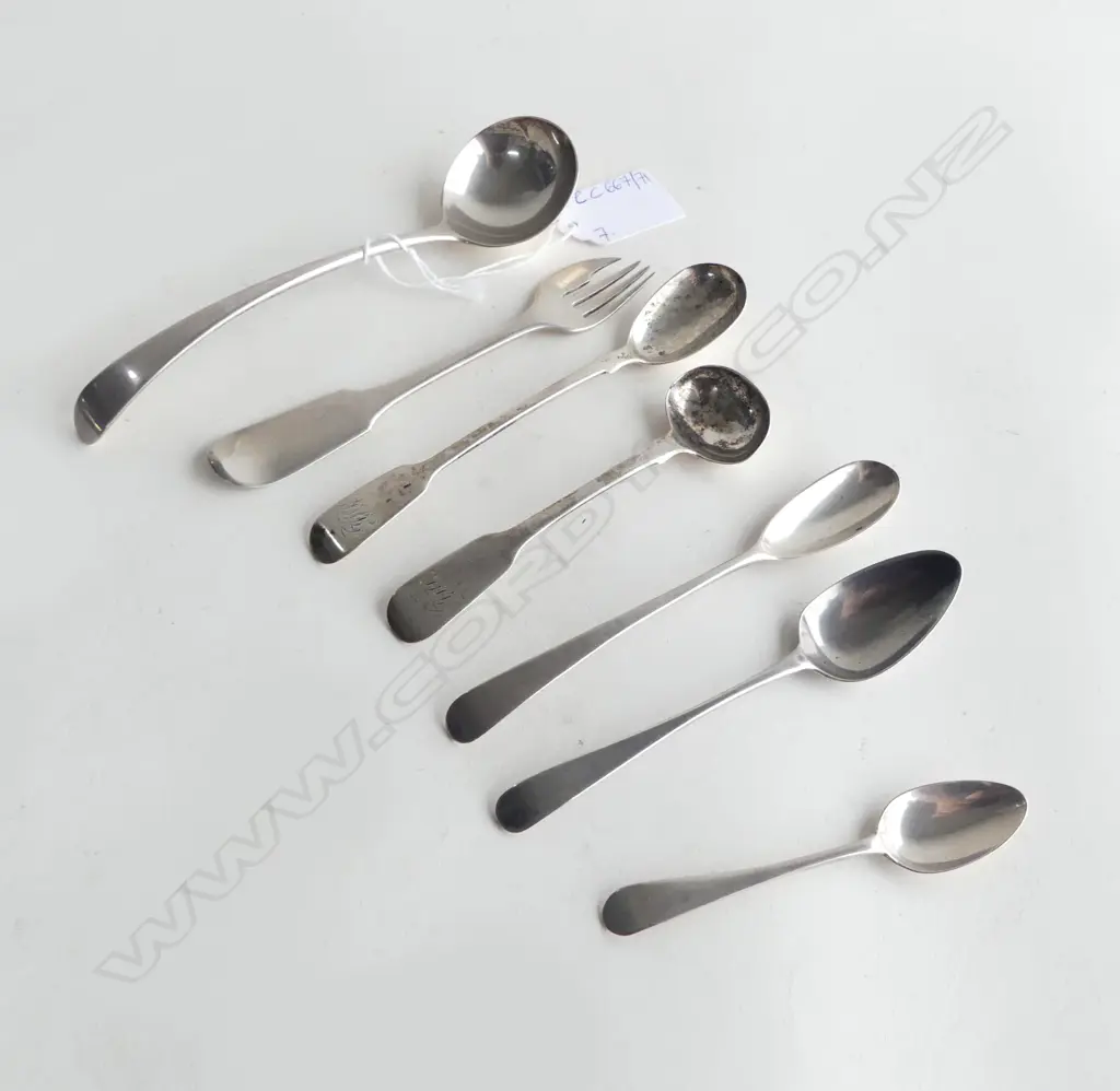 7 ASST. STG SILVER SPOONS, HESTER BATEMAN ETC 112grms Image 1++