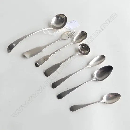 7 ASST. STG SILVER SPOONS, HESTER BATEMAN ETC 112grms