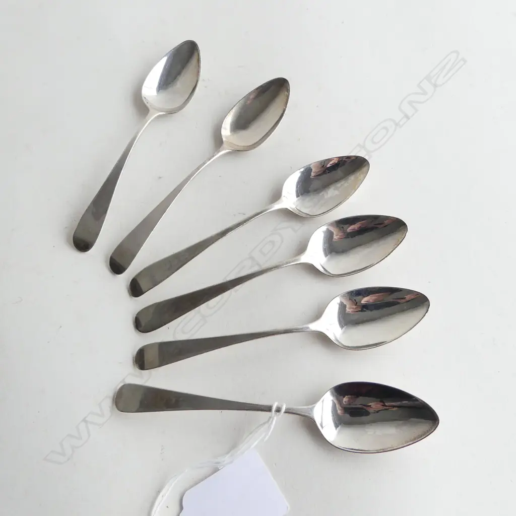 6 STG SILVER TEASPOONS, Peter, Ann & William Bateman LONDON 1802 L.115mm 53grms Image 1++