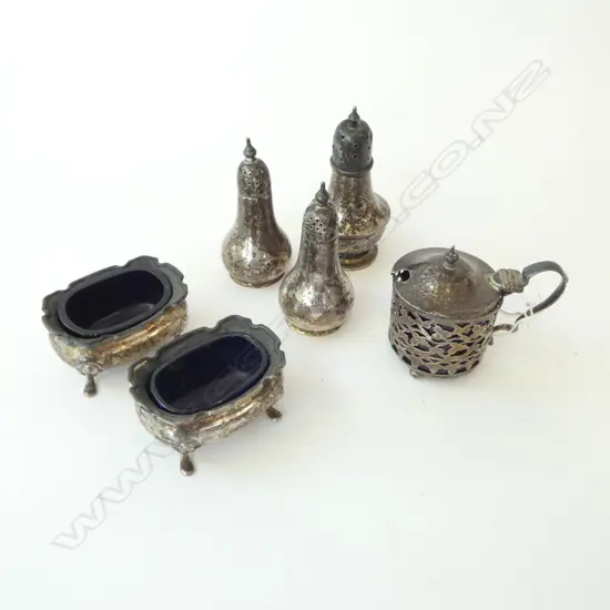 6 S/SILVER CONDEMENTS SILVER WIEGHT 138GMS 
